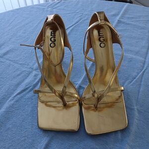 EGO Gold Metallic Strappy Heels